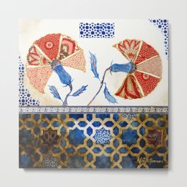Arabesque Florals: Geometric Print 1 Metal Print | Gcc, Mixedmedia, Arab, Islamicgeomtery, Saudiarabia, Collage, Fabric, Islamicart, Floral, Arabic 