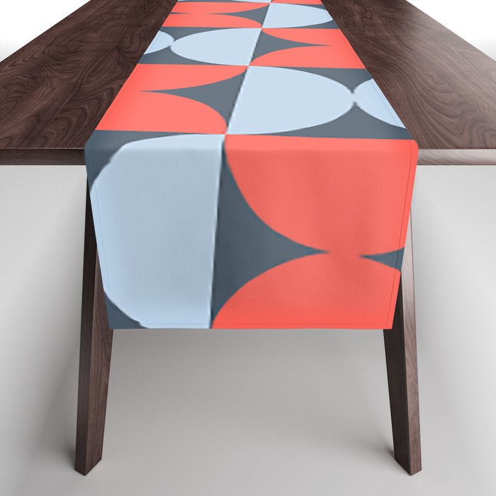 Red and Blue Mid Century Geometric Pattern Red and Blue Retro Pattern Red and Blue Abstract Pattern Table Runner