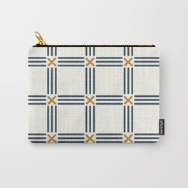French Country Crosses in Navy, Ivory and Gold Carry-All Pouch
