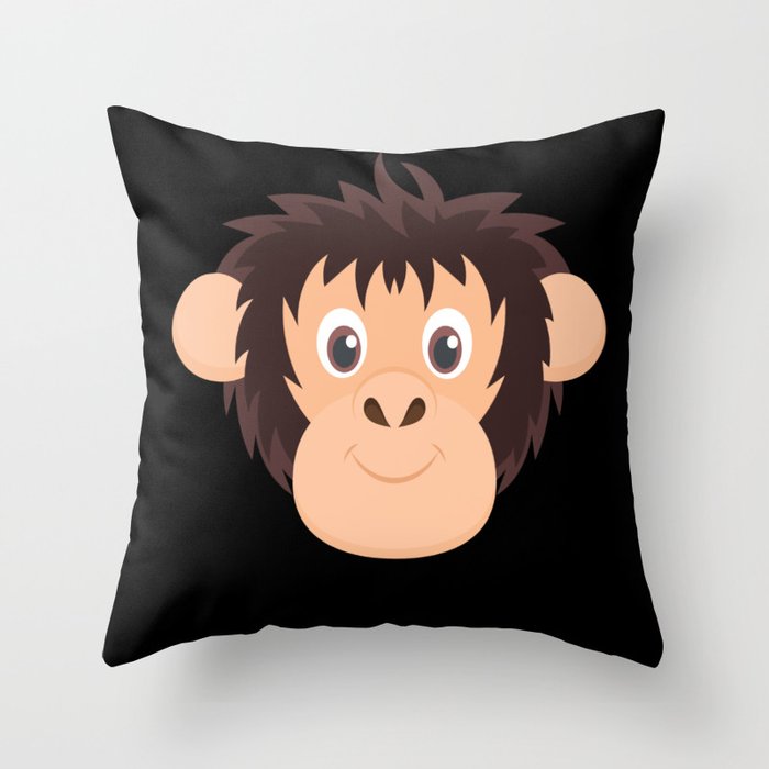 Monkey Kids Monkey Head Chimpanzee Throw Pillow