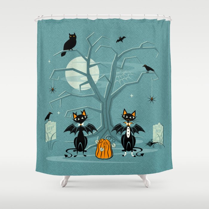 Halloween Hell Cats ©studioxtine Shower Curtain
