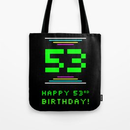 [ Thumbnail: 53rd Birthday - Nerdy Geeky Pixelated 8-Bit Computing Graphics Inspired Look Tote Bag ]