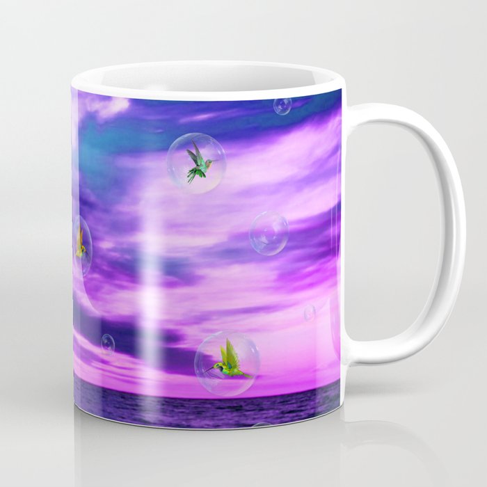Ultra violet Birds in  bubbles Coffee Mug