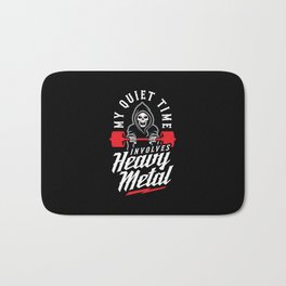 My Quiet Time Involves Heavy Metal Bath Mat | Grimreaper, Tildeathdouslift, Graphicdesign, Deadlift, Sbd, Irontherapy, Squat, Fitness, Barbell, Heavymetal 
