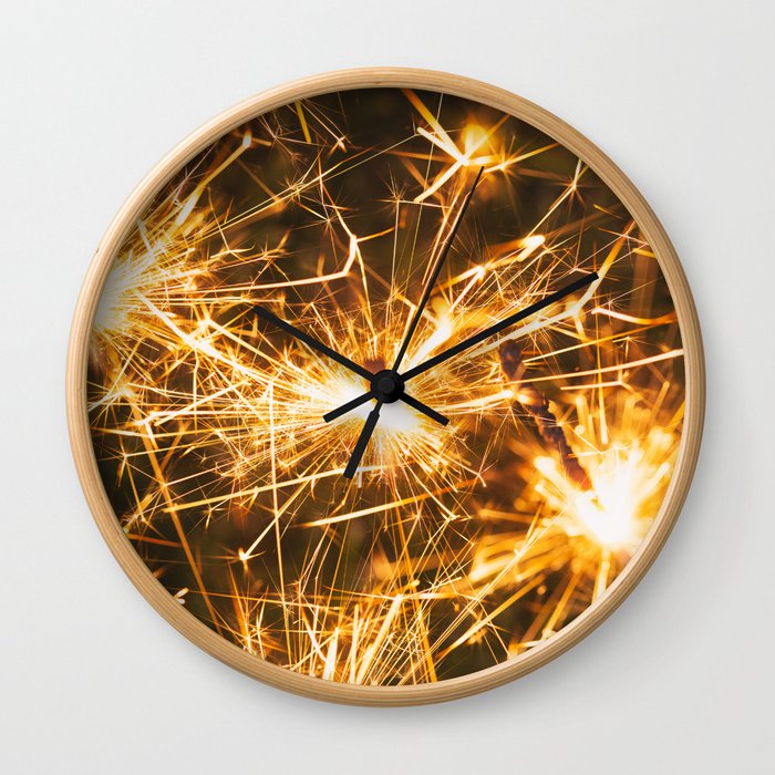 Festive Fireworks Sparklers For Holidays Wall Clock