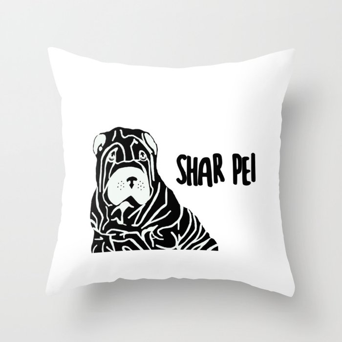 Shar Pei in Sharpie Throw Pillow