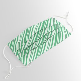 [ Thumbnail: Mint Cream and Sea Green Colored Lines Pattern Face Mask ]