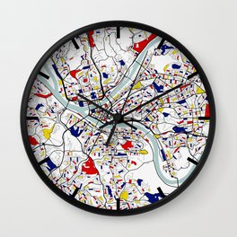 Pittsburgh City Map of the United States - Mondrian Wall Clock