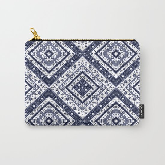 Strict , white blue ornament. Carry-All Pouch