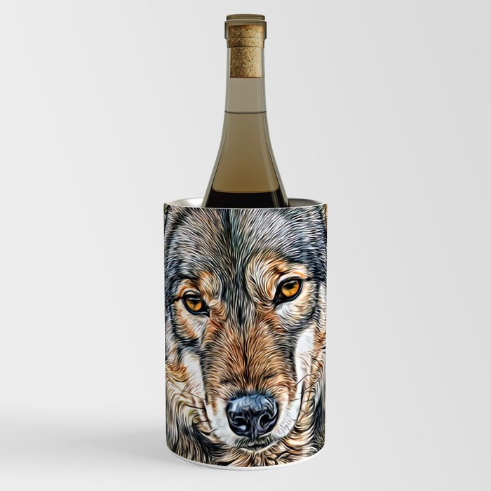 Cute Wolf Staring  Wine Chiller