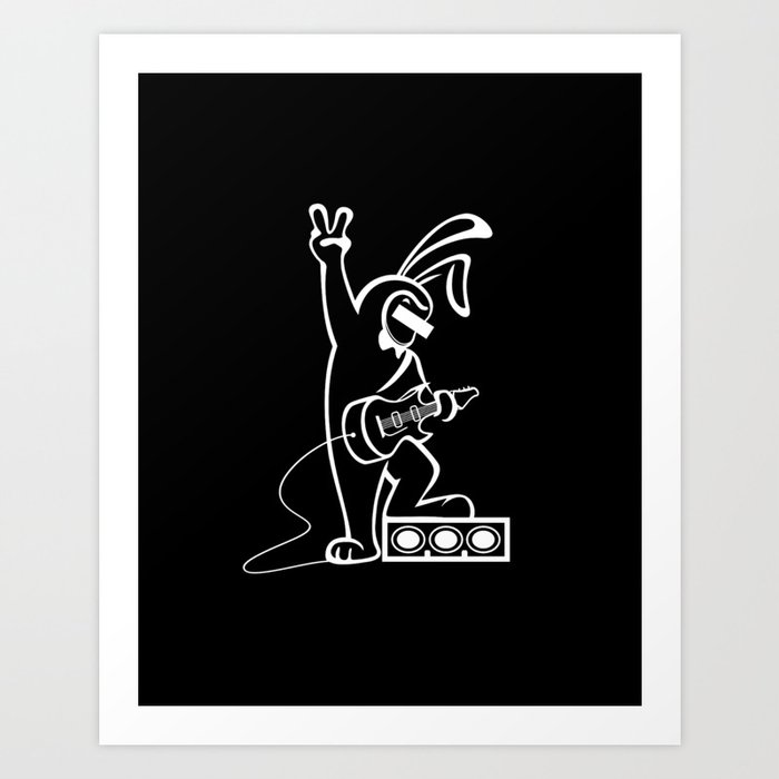 Bunny with guitar Art Print