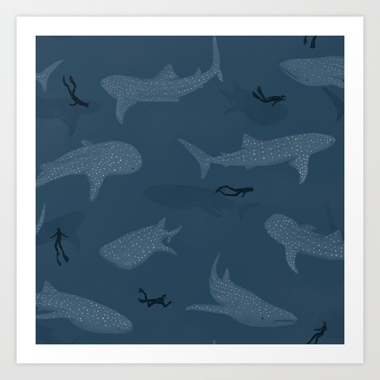 diving with the giants Art Print