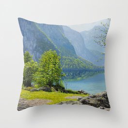 Afternoon at Obersee lake Throw Pillow