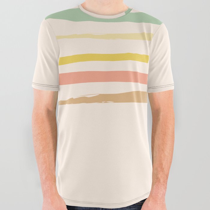 Inkaa - Spring Colourful Summer Retro Ink Stripes Design All Over Graphic Tee