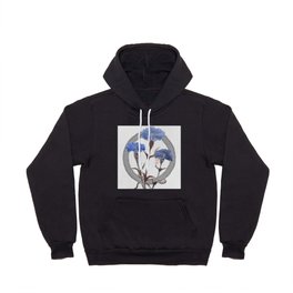Chinese watercolor and ink cornflowers with zen circle Hoody
