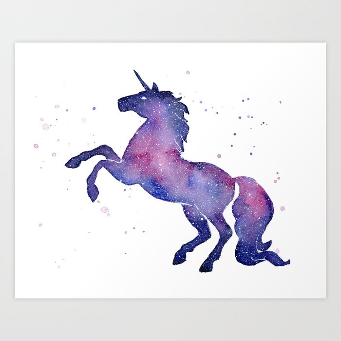 Galaxy Unicorn Watercolor Art Print By Olechka Society6