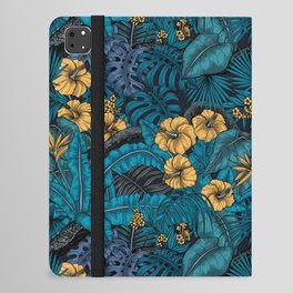 Tropical garden in blue and yellow iPad Folio Case