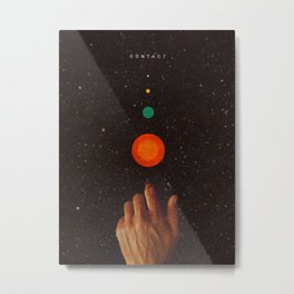 Contact Metal Print | Planets, Hand, Vintage, Contact, Frankmoth, Orange, Universe, Stars, Blue, Utopian 