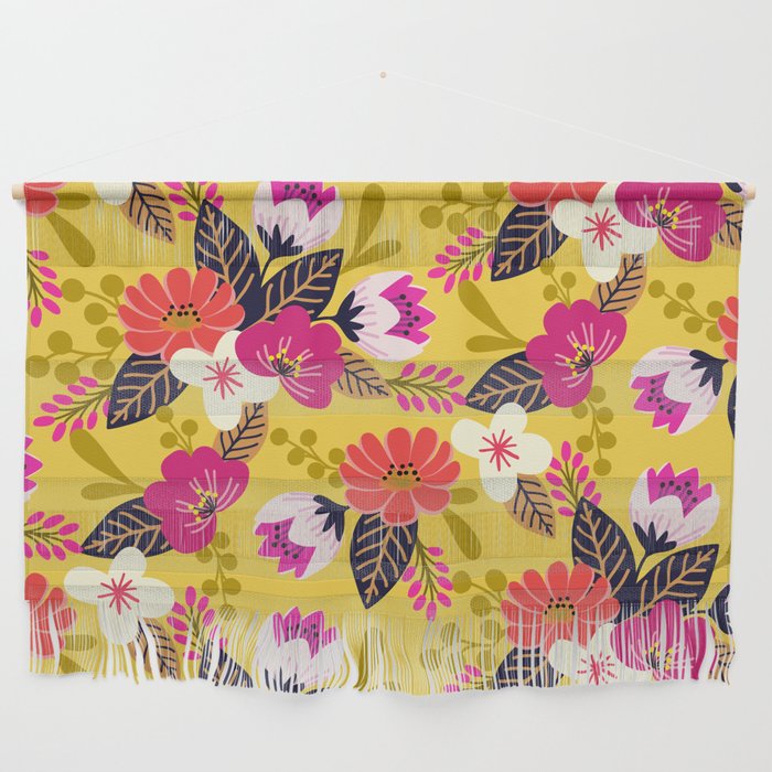 Vibrant boho bouquet flower pattern Wall Hanging