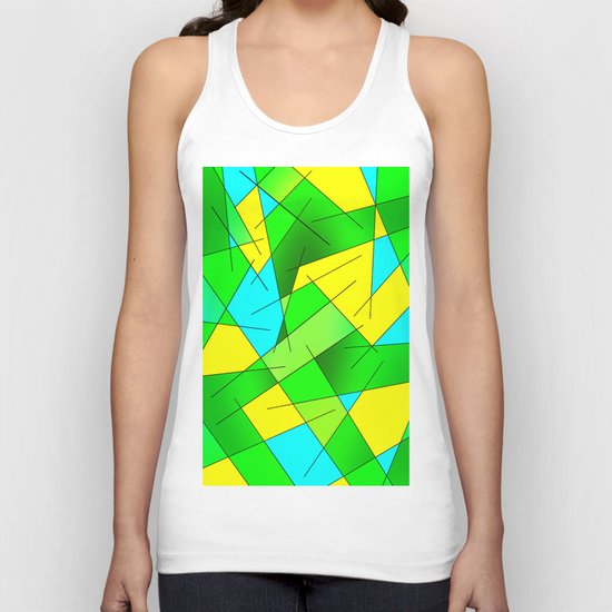 ABSTRACT LINES #1 (Greens, Yellow, Light Blue-Aquamarine) Unisex Tank Top