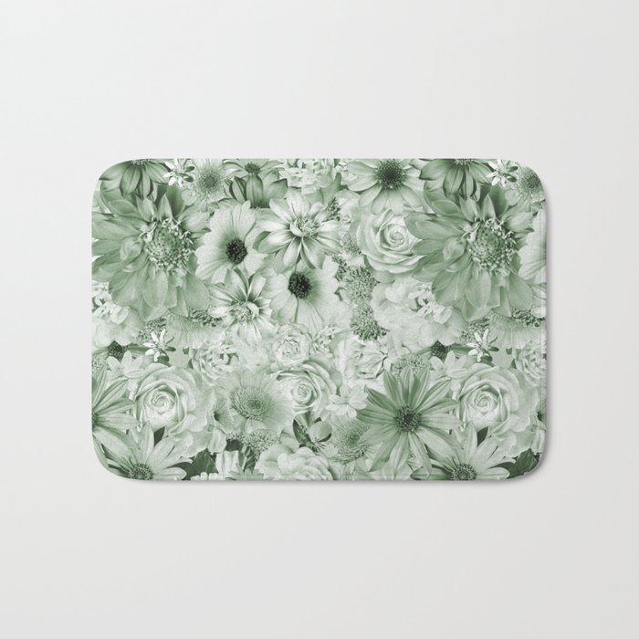 juniper green floral bouquet aesthetic cluster Bath Mat