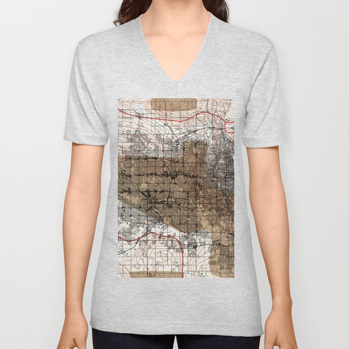 USA, Omaha - City Map V Neck T Shirt