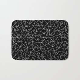 Shattered White on Black Bath Mat | Black and White, Geometric, Drawing, Black, Graphic Design, Abstract, Pattern 