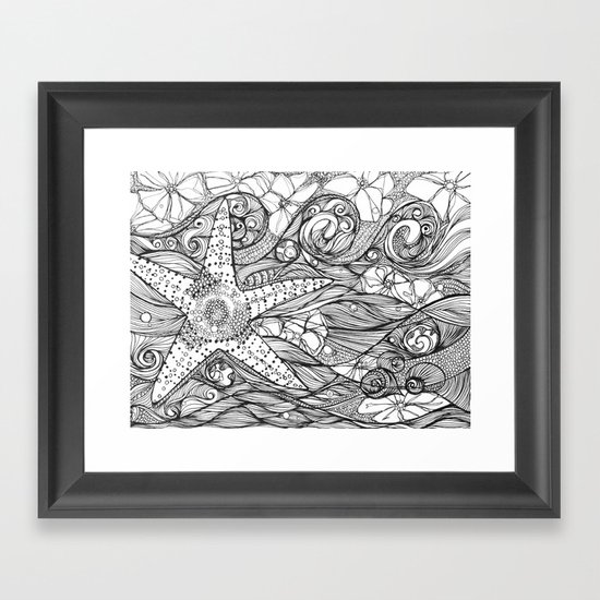 Starfish went out swimming Framed Art Print