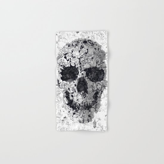Doodle Skull BW Hand & Bath Towel