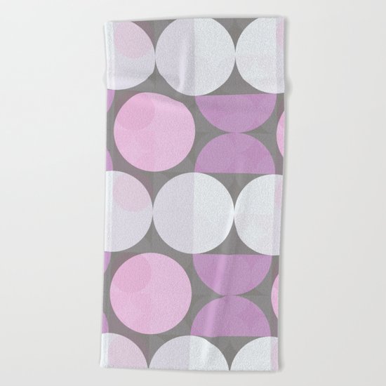 pink grey circular pattern Beach Towel