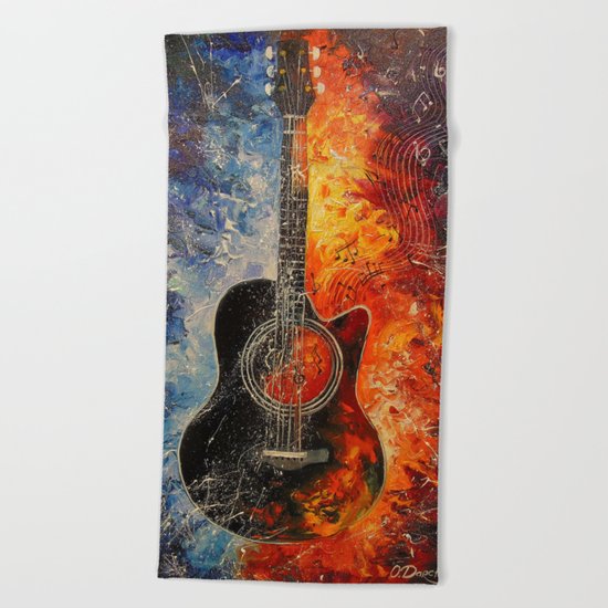 The rhythms of the guitar Beach Towel