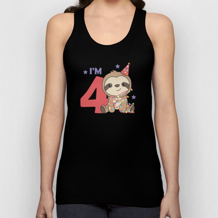 Fourth Birthday Sloth For Children 4 Years Tank Top