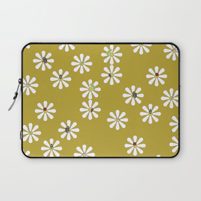 Bugs on Daisies in Mustard Laptop Sleeve