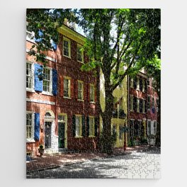 Philadelphia PA - Society Hill Street Jigsaw Puzzle | Rowhouses, Townhouses, Photo, Philadelphia, Susansavad, Pennsylvania, Americanflags, Societyhill, Flowerpots 
