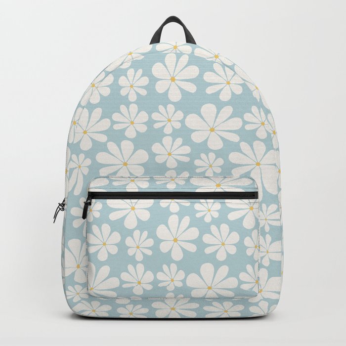 Retro Daisy Pattern - Pastel Blue Bold Floral Backpack