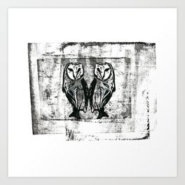 Owls Art Print | Vintagelike, Owls, Mixedmedia, Painting, Digital, Ink, Graphicdesign, Oil, Acrylic, Etching 