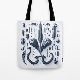 Alien Spaceship Parts on White Background Tote Bag