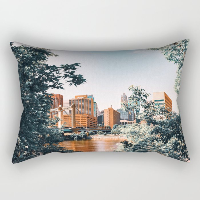 Minneapolis Minnesota Skyline and Architecture Rectangular Pillow