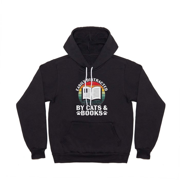 Easily Distracted By Cats & Books Hoody