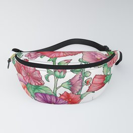 Flowers hollyhock watercolour Fanny Pack