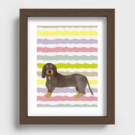 Dog and Wave Stripe - Brown Recessed Framed Print