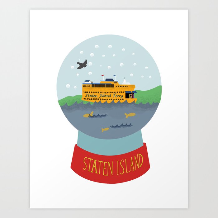 Staten Island Ferry Snow Globe Souvenir New York City Nyc Art