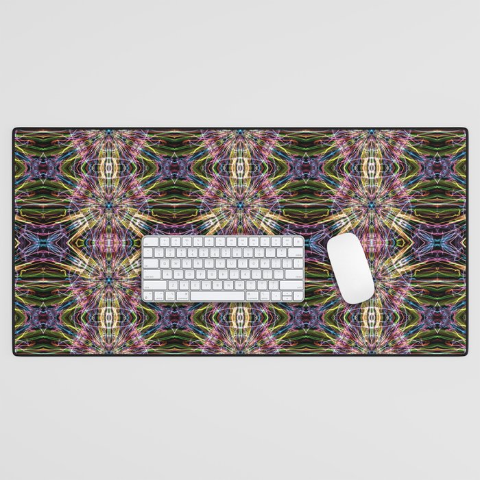 Liquid Light Series 79 ~ Rainbow Abstract Fractal Pattern Desk Mat