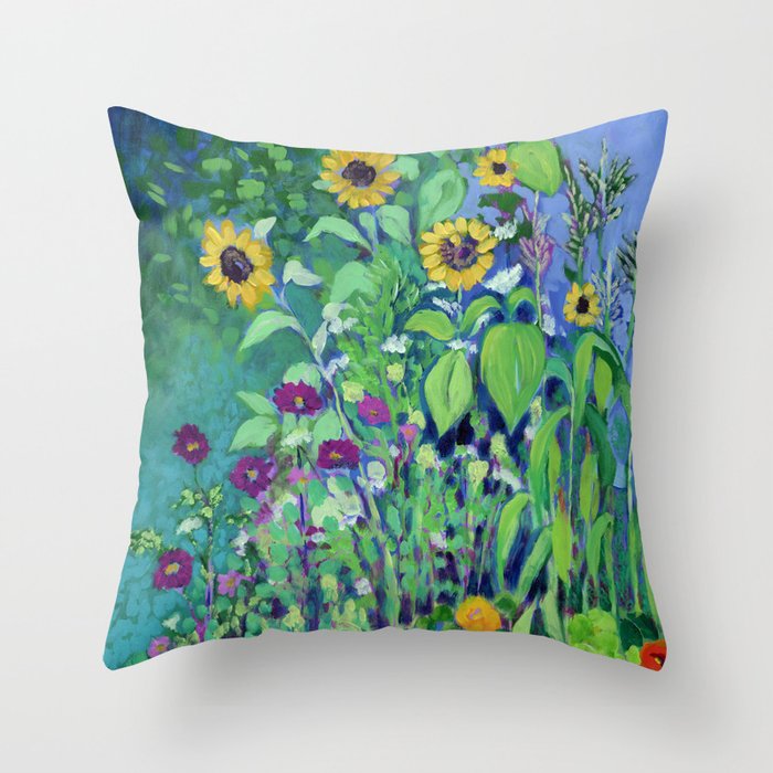 Sunflower Garden Throw Pillow