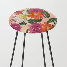 peach watercolor floral pattern Counter Stool