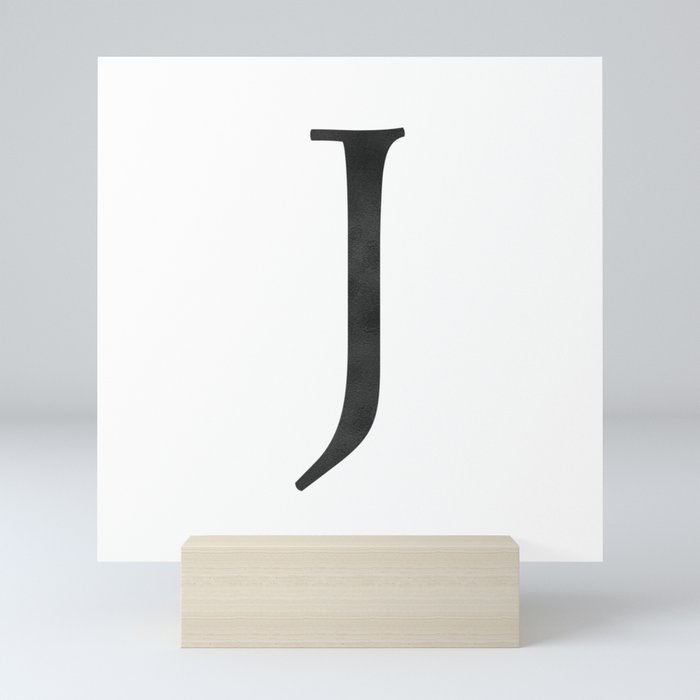 Letter J Initial Monogram Black and White Mini Art Print