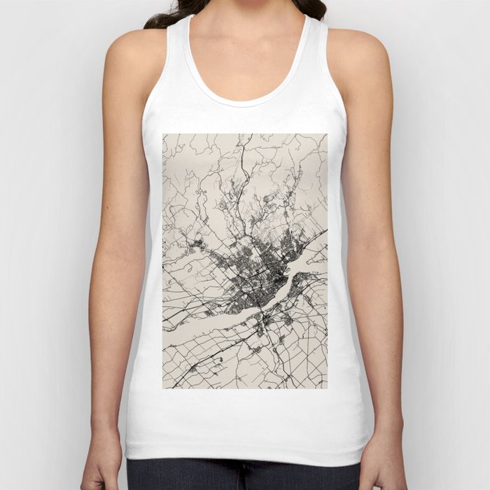 Quebec, Canada Map - Black and White Artistic  Tank Top