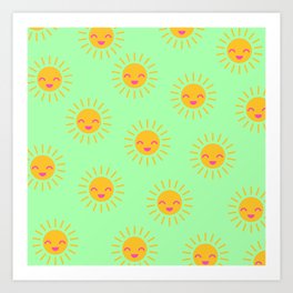Litle Sunshine (mint) Art Print | Graphic Design, Pattern, Children, Pop Art 
