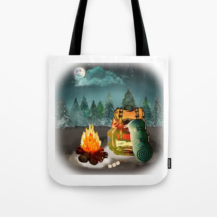 Camping Forest Night Adventure Tote Bag
