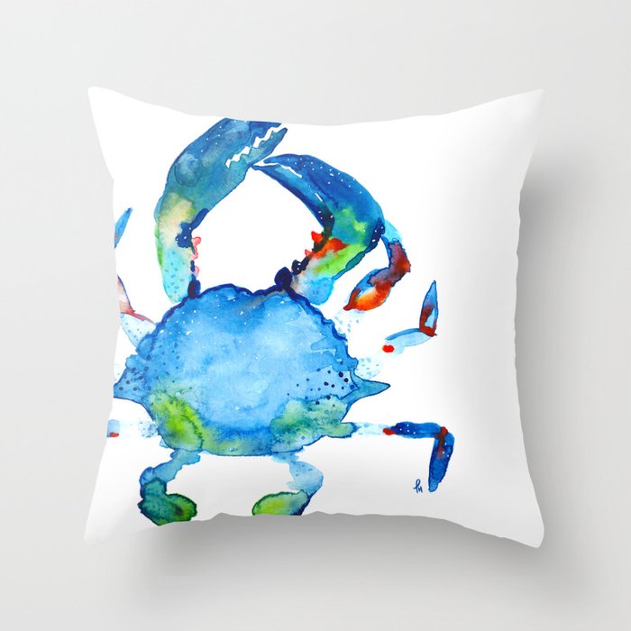 cover pillow x 24 24 Nautical  Sea    Blue Claw   Summer Crab Life   Ocean